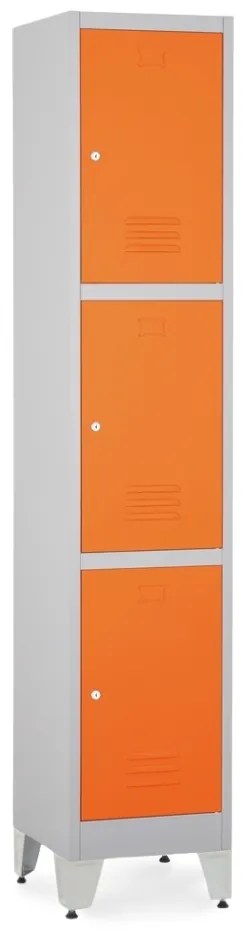 Dulap metalic - 3 cutii, 38 x 45 x 196,5 cm, picioare reglabile, încuietoare cilindrică, portocaliu - ral 2004