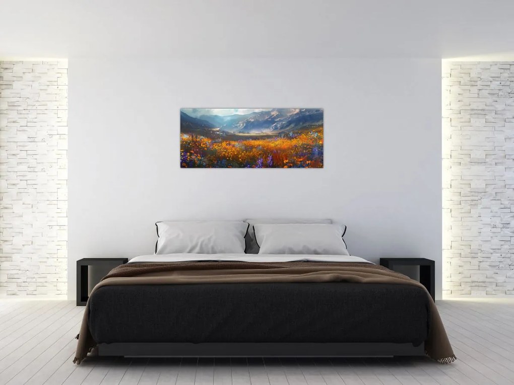 Tablou - Peisaj montan pictat II. (120x50 cm)