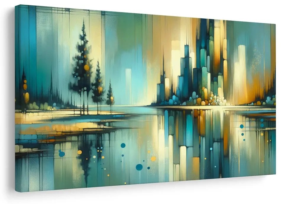 Tablou peisaj urban reflectat