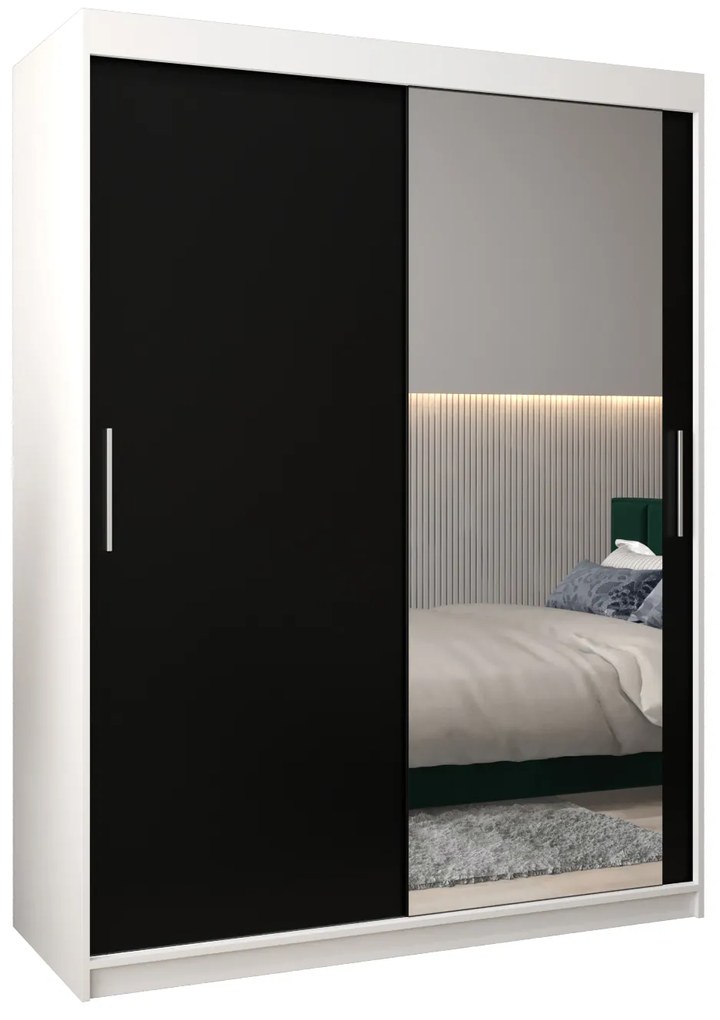 Dulap de haine 150 cm Toki 2 (alb mat + negru mat). 1064986