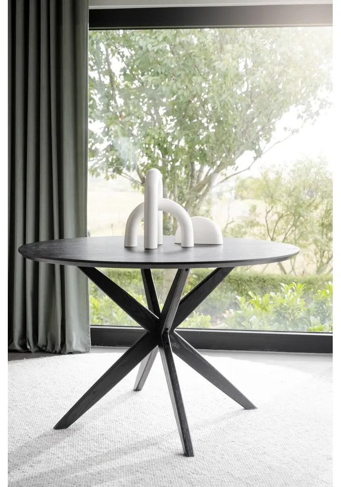 Masă de dining rotundă cu blat cu aspect de lemn de stejar 120x120 cm Calverton - Rowico