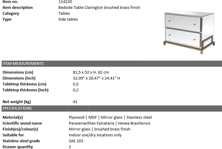 Noptiera design elegant LUX Clarington 114220 HZ