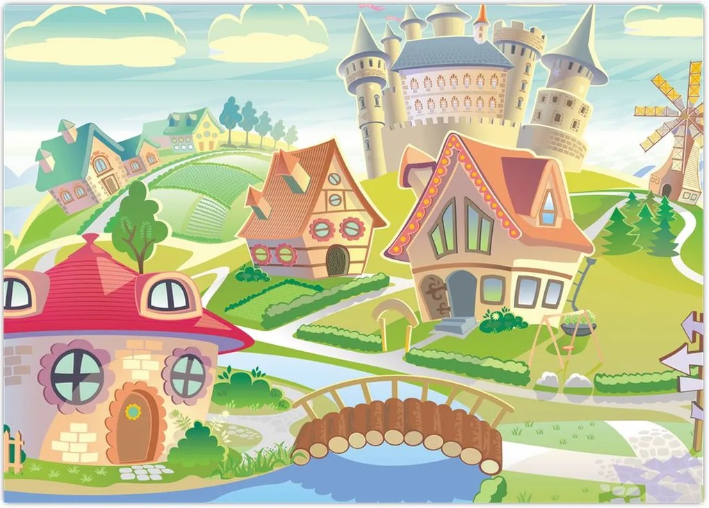 Tablou - Orășel colorat (70x50 cm)