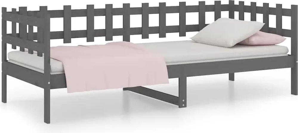 vidaXL Pat de zi, gri, 80x200 cm, lemn masiv de pin
