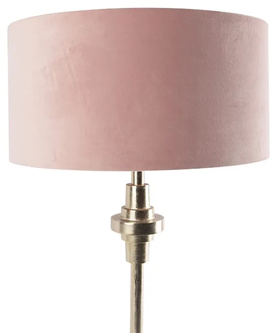 Lampă de masă Art Deco cu abajur din catifea aurie roz 50 cm - Diverso