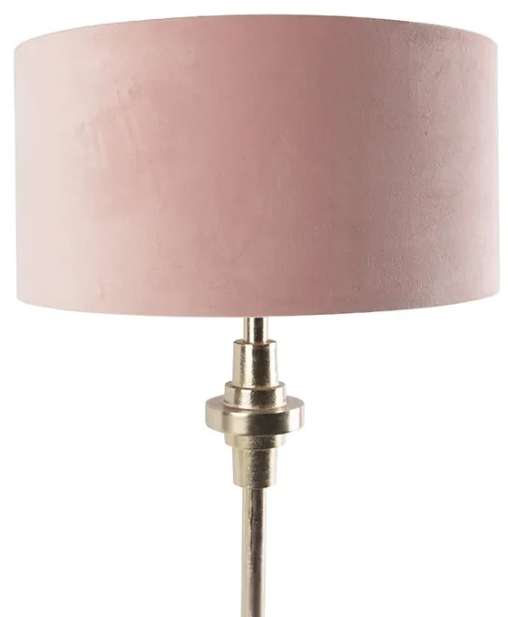 Lampă de masă Art Deco cu abajur din catifea aurie roz 50 cm - Diverso