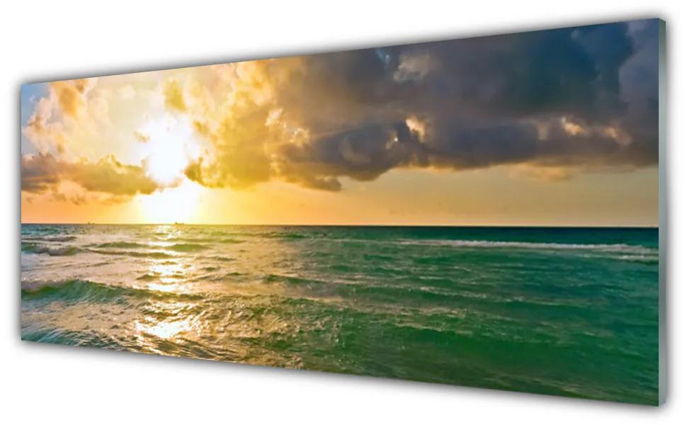 Tablou pe sticla Sea Sun Peisaj Galben Verde