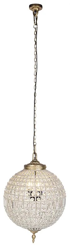 Lampă suspendată Art Deco cu cristal 50cm auriu - Kasbah