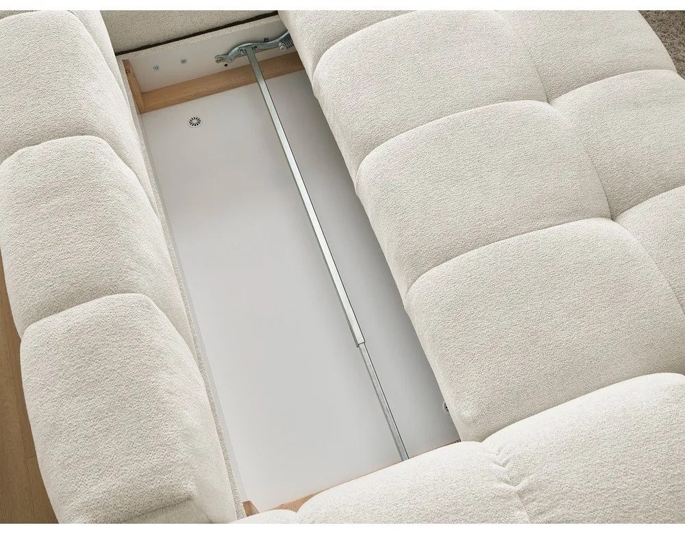 Colțar alb extensibil/cu spațiu de depozitare cu tapițerie din chenille (cu colț pe partea dreaptă/în formă de ”L”) Everest – Bobochic Paris