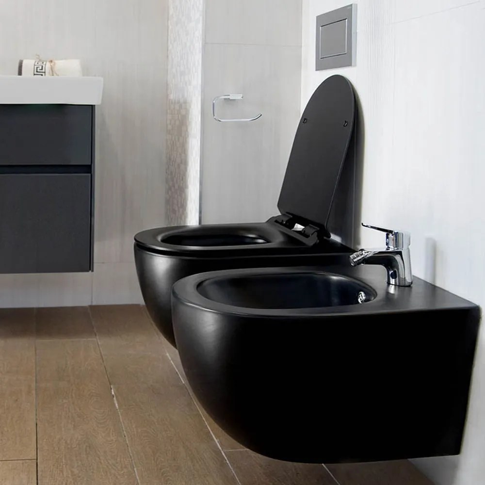 Bideu suspendat negru mat Fluminia, Minerva Negru