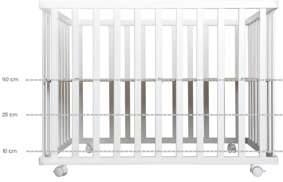 Țarc pentru copii alb cu roți 100x75 cm Style – Roba