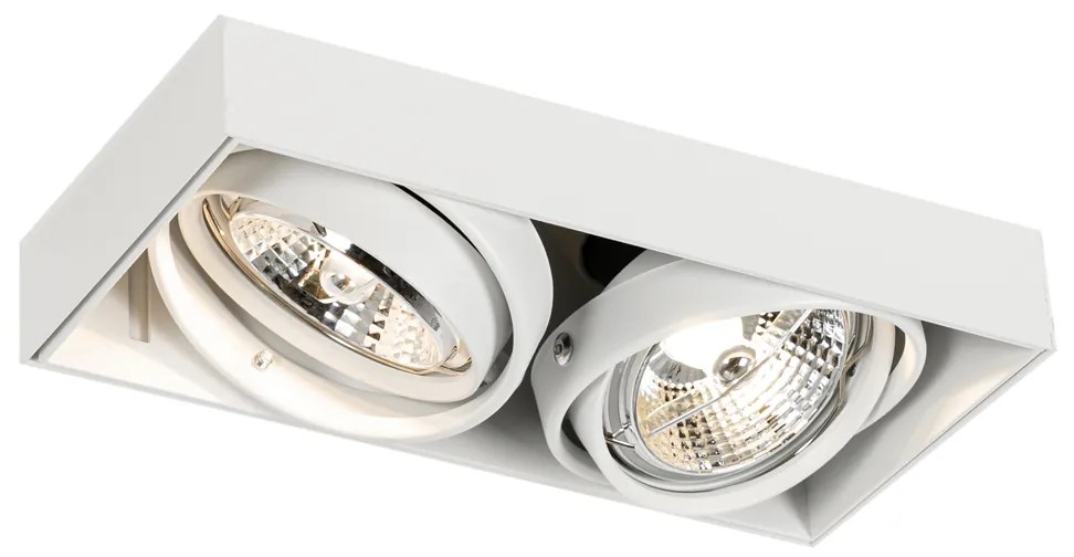 Set de 6 spoturi încastrate albe GU10 70mm cu 2 lumini fără ramă - Oneon