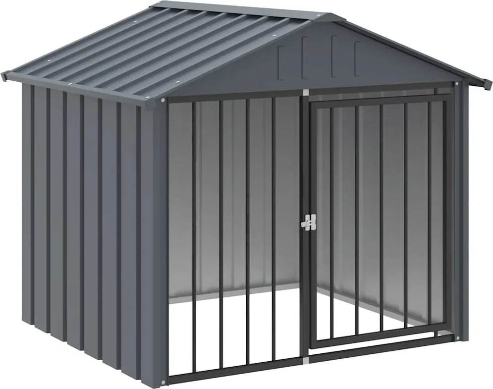 vidaXL Cușcă câine cu acoperiș, negru, 117x103x102 cm, oțel galvanizat