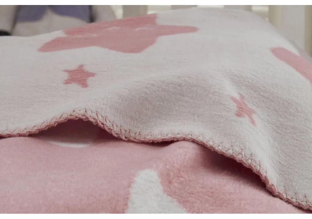 Pătură pentru copii roz din polar, fleece 100x120 cm Star – Mijolnir