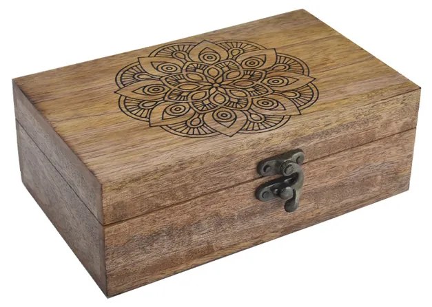 InDecor Cutie din lemn de mango Mandala, 19 x 11 x6,5 cm, S