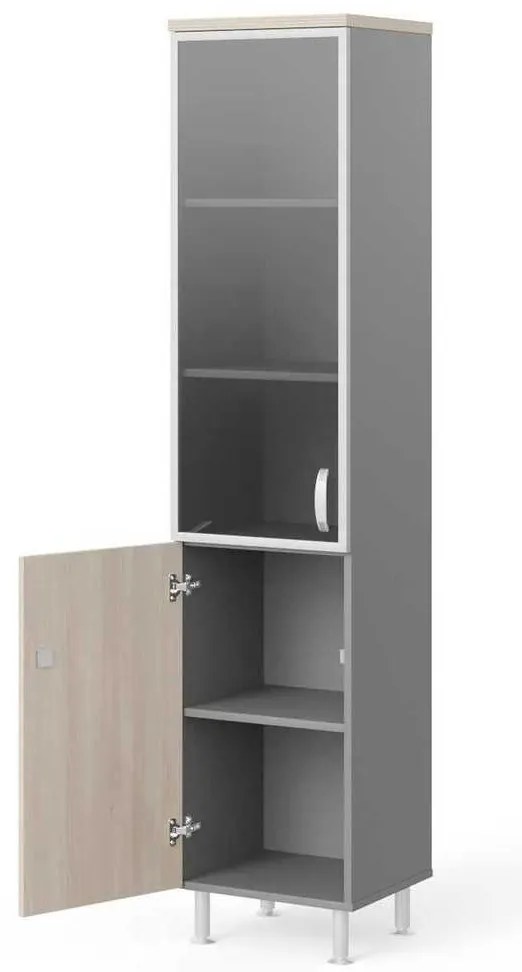 Dulap înalt Manager LUX 45 x 43 x 207,4 cm, stânga, salcâm deschis / gri