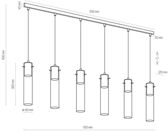 Lustră pe cablu LOOK GRAPHITE 6xGU10/10W/230V