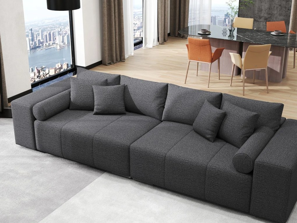 Canapea extensibilă dumonde cu ladă de depozitare si sezut confortabil din spuma high-density, Marbela Enjoy Grafit XXL 295x100 cm