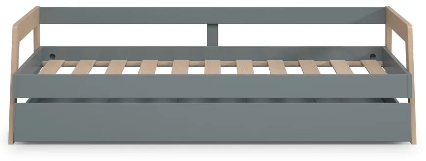 Pat pentru copii verde/verde prăfuit cu extensie suplimentară din lemn de pin cu spațiu de depozitare cu somieră 90x200 cm Carrie – Marckeric