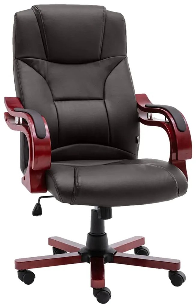 20560 vidaXL Scaun de birou, maro, piele naturală
