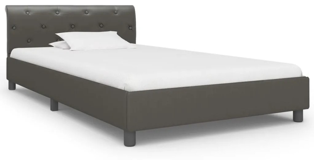 284883 vidaXL Cadru de pat, gri, 100 x 200 cm, piele ecologică