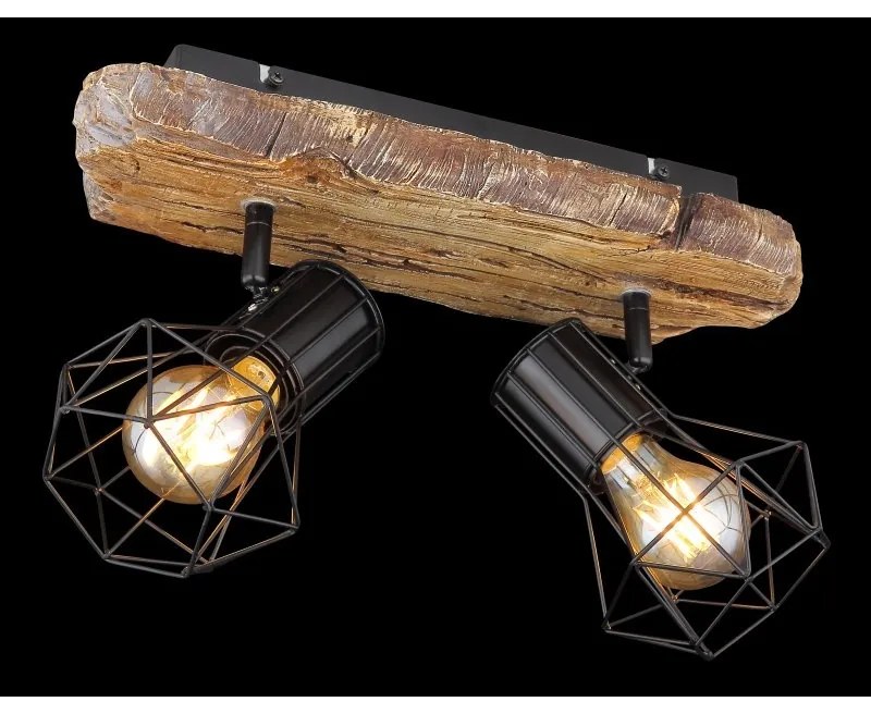 Aplica de perete / tavan cu 2 spoturi design industrial PRISKA negru