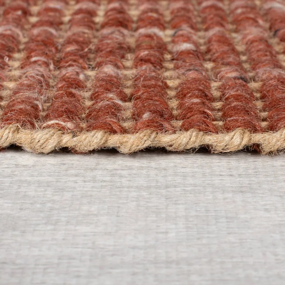 Covor tip traversă roșu reversibil/țesut manual din amestec de iută 60x230 cm Jute Ombre Red – Flair Rugs