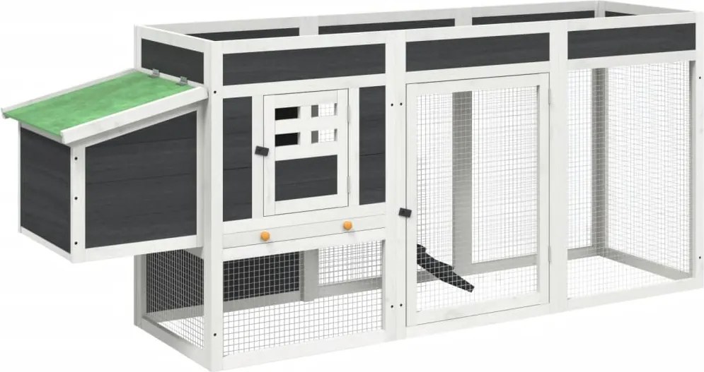 vidaXL Coteț de găini, gri, 204x50x84 cm, lemn masiv de pin