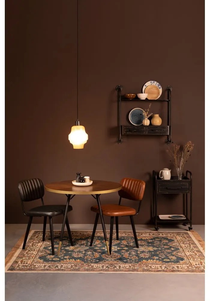 Masă de dining rotundă cu blat cu aspect de lemn de nuc ø 91 cm Denise – White Label