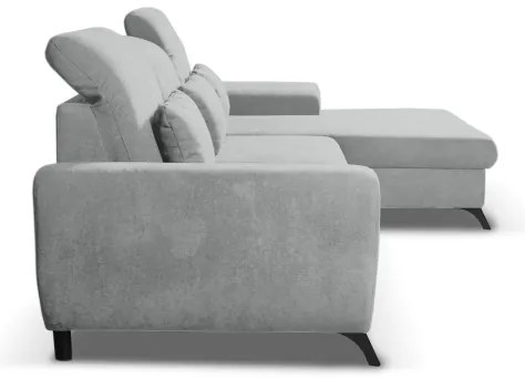 Colțar extensibil ALTA, tapițat, cu spațiu de depozitare, tip L, partea dreaptă, gri