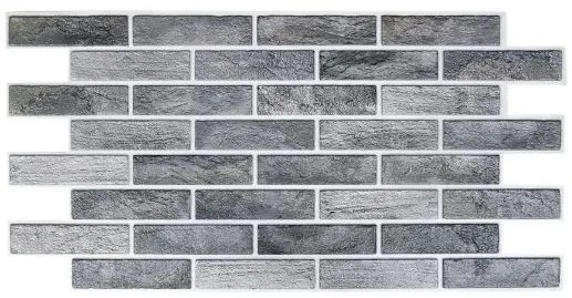 Panou decorativ, PVC, model caramida 3D, nuante gri inchis, 96x48.5 cm