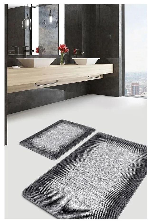 Covorașe de baie negre-gri 2 buc. 60x100 cm – Mila Home