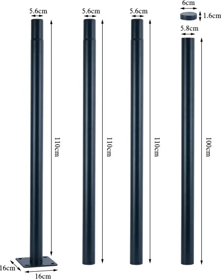 Brilagi - Stâlp metalic pentru iluminat exterior, 4 m, diametru 58 mm, antracit