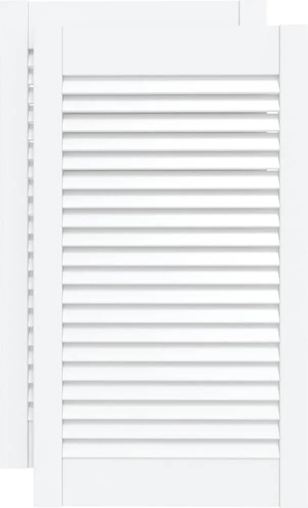 vidaXL Uși dulap design lambriu 2 buc. alb 69x39,4 cm, lemn masiv pin