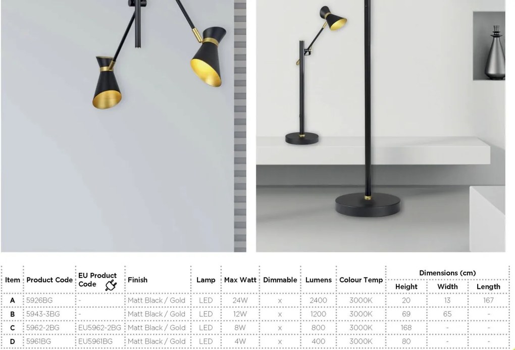 Lampadar LED modern directionabil Diablo EU5962-2BG SRT