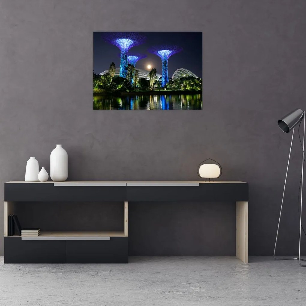 Tablou cu lună plină în grădinile din Singapur (70x50 cm)