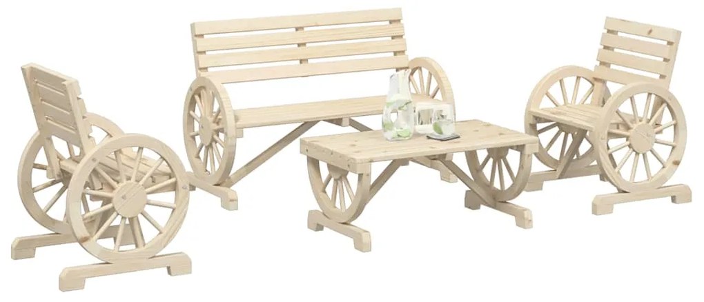 vidaXL Set mobilier de grădină, 4 piese, lemn masiv de brad