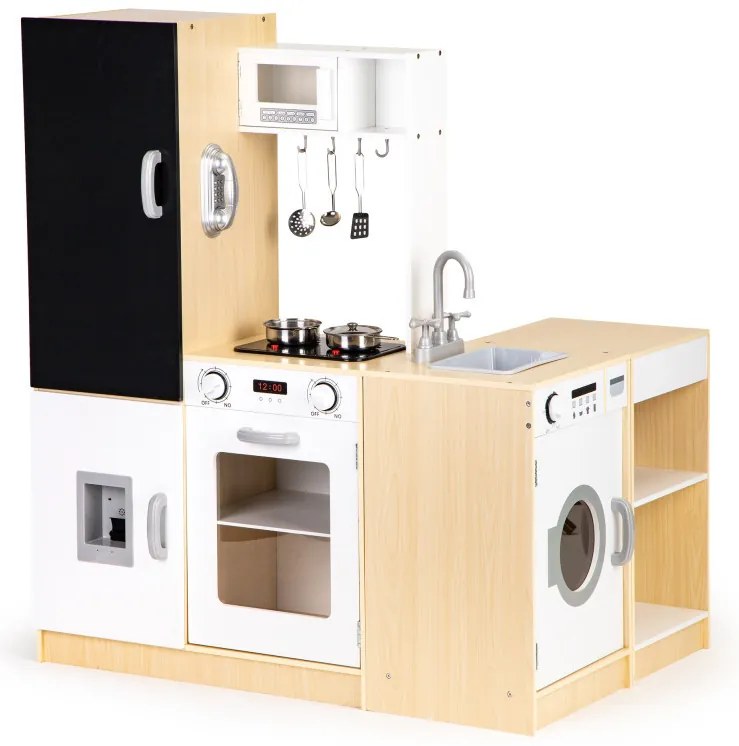 Bucătărie pentru copii XXL din lemn cu iluminare led