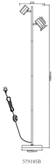 Lampadar Globo 57918SB JAMES 2xGU10/5W/230V negru