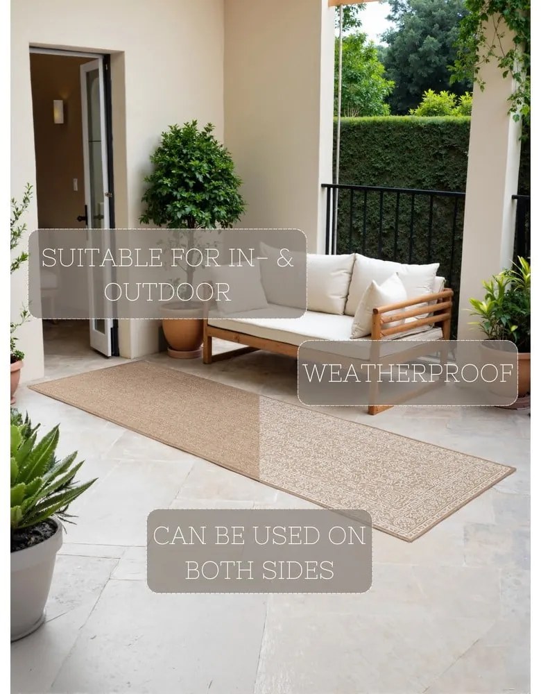 Covor tip traversă pentru interior și exterior bej/fildeș 80x250 cm Duet Kona – NORTHRUGS