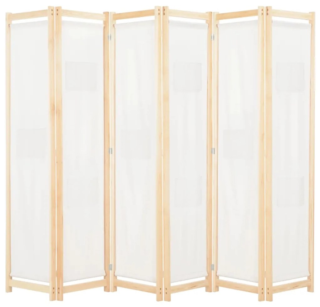 vidaXL Paravan cameră, 6 panouri, crem, 240x170 x4 cm, material textil