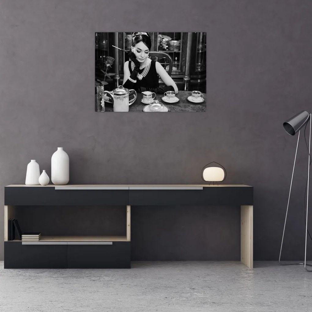 Tablou pe sticlă cu femeie (70x50 cm)