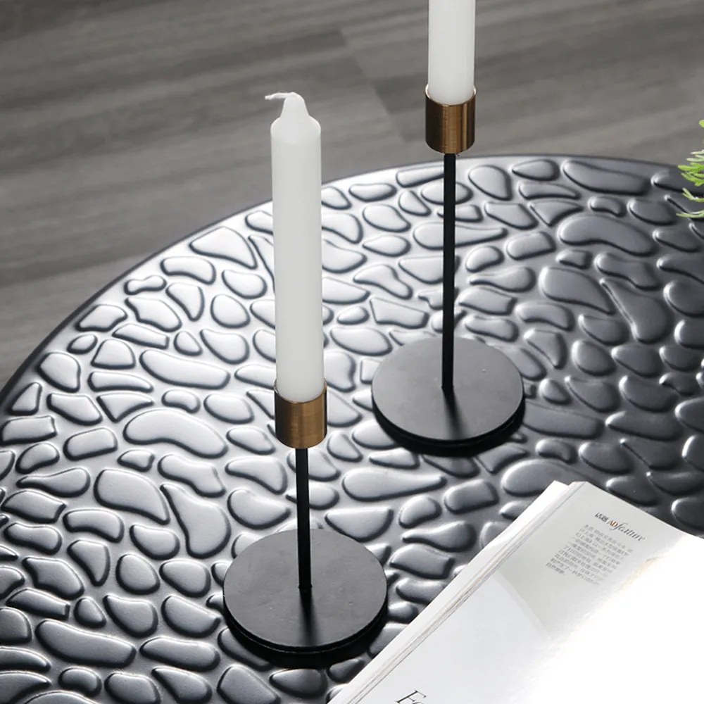 Set două sfeşnice, negru/auriu, ARLOB