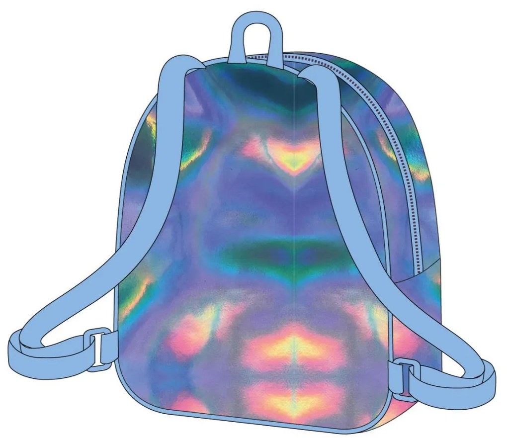 Disney Lilo és Stitch, A csillagkutya Iridiscente hologrammos hátizsák, táska 23 cm