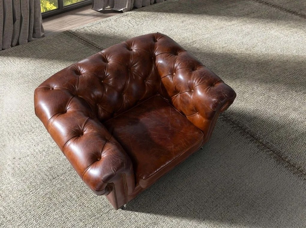 Fotoliu design italian Chesterfield piele maro