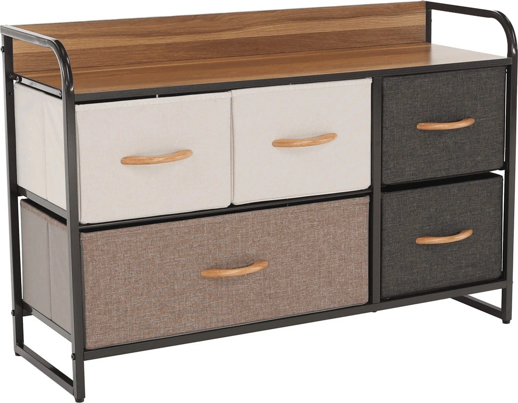 Comoda HAZEL TYP 4, bej/maro/negru, 80x29x79 cm