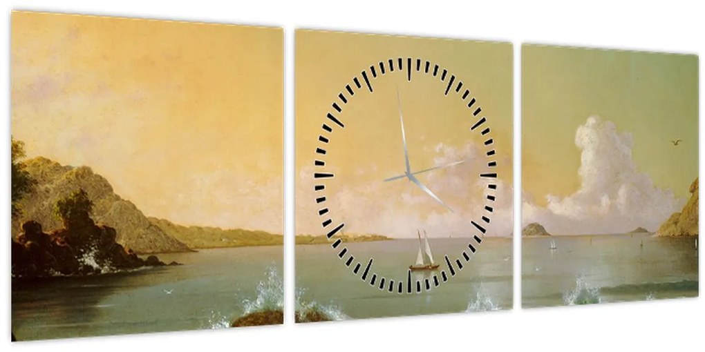 Tablou - Martin Johnson Heade, Rio de Janeiro Bay, reproducere (cu ceas) (90x30 cm)