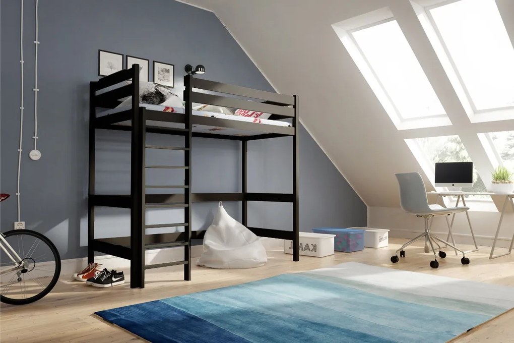 Pat supraetajat copii Samio 90x200 - culoare negru