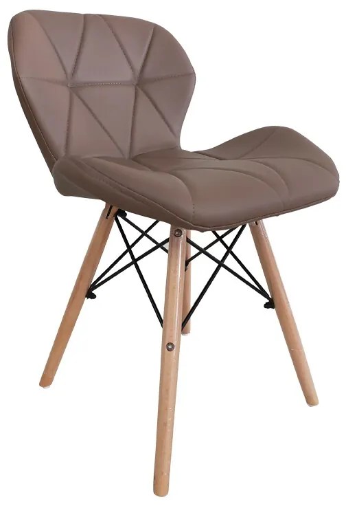 Scaun dining Nelly, piele ecologica, maro inchis
