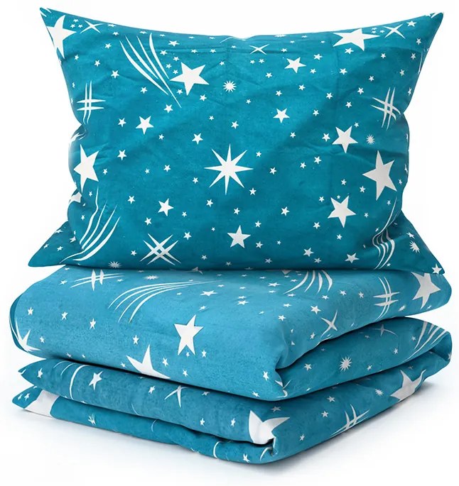 Lenjerie de pat din flanel NIGHT SKY turcoaz Dimensiune lenjerie de pat: 70 x 90 cm | 140 x 220 cm